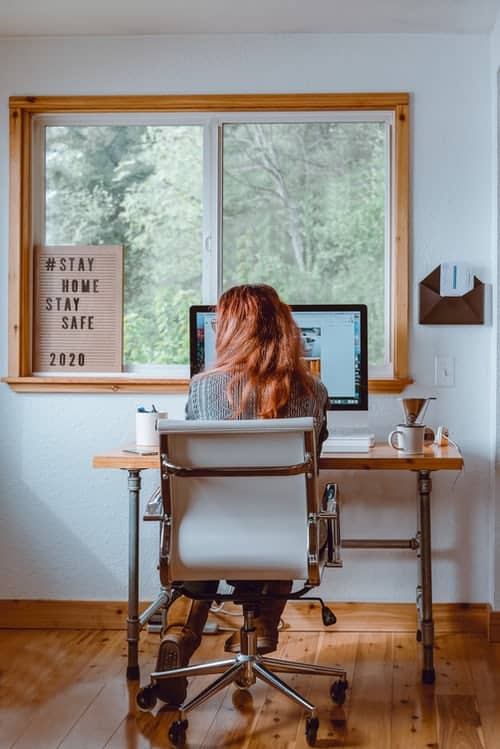 woman in home office